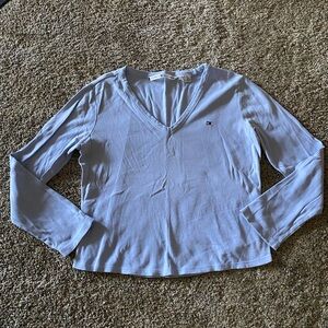 Tommy Hilfiger Blue V-Neck Polo Blouse